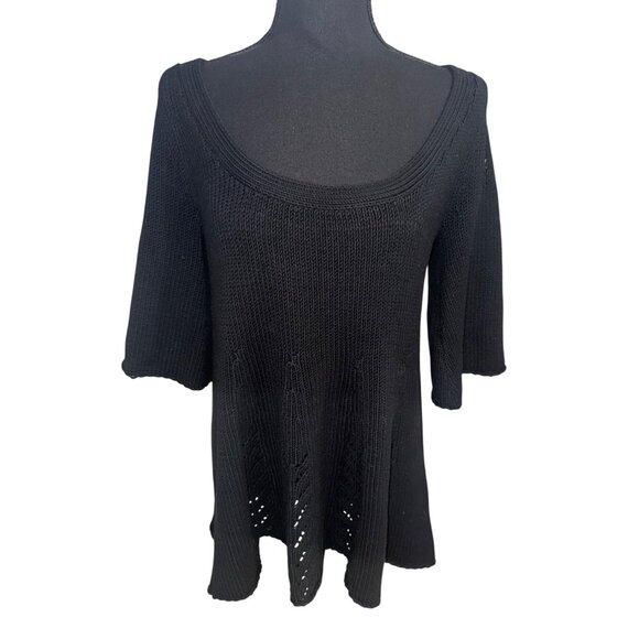 NWT Max Studio Black Knit Long Fit and Flare Sweater Tunic Top Retail $118 City - Picture 1 of 10